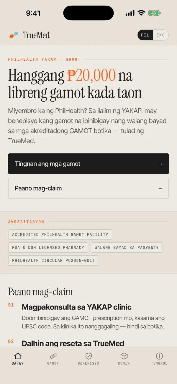 TrueMed GAMOT app screen