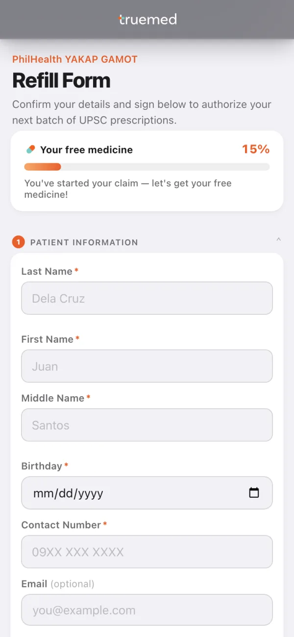 Refill form screen